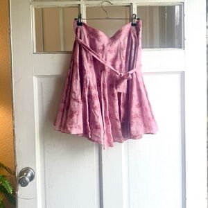 Calvin Klein Pink Mini A-Line Skirt with Tie Front